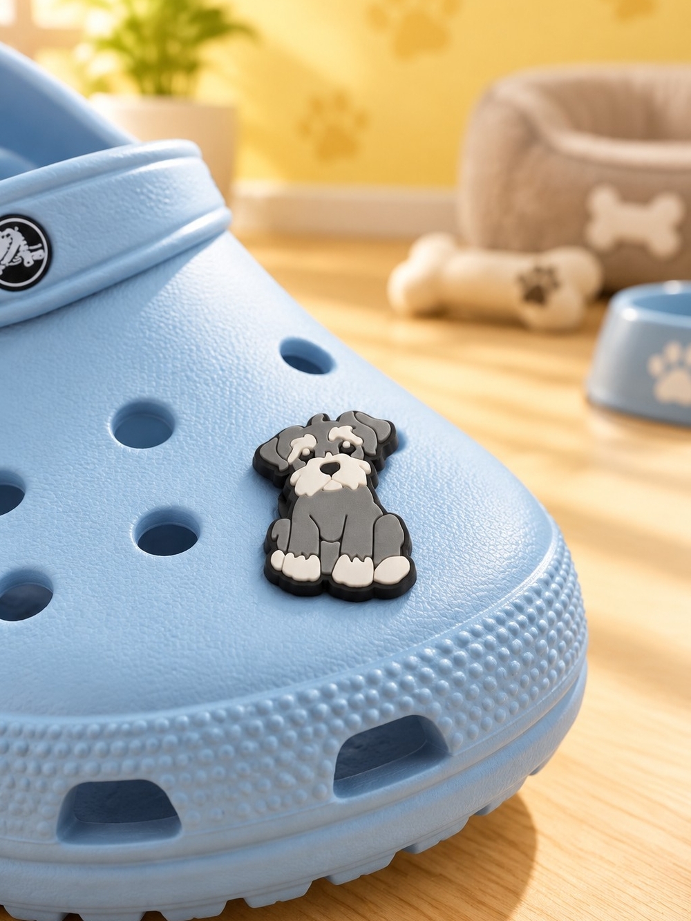 Schnauzer Dog Croc Shoe Charm Gray White Miniature Schnauzer Jibbitz Style Puppy